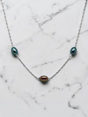 Peacock Freshwater Cultured Pearl Station Necklace